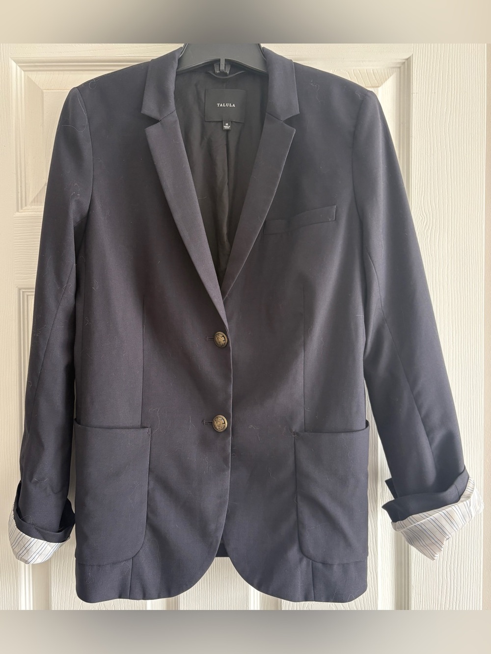 Aritzia Talula Exeter Black Wool Blend Boyfriend Blazer Jacket Coat 10 Medium